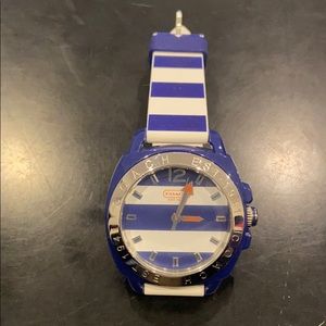 COACH nautical watch navy white silicone strap